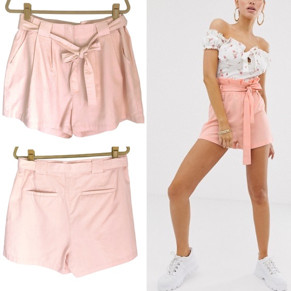 Anthropologie Elevenses Linen Blend Paperbag High Waist Shorts Size Large - Picture 3 of 6